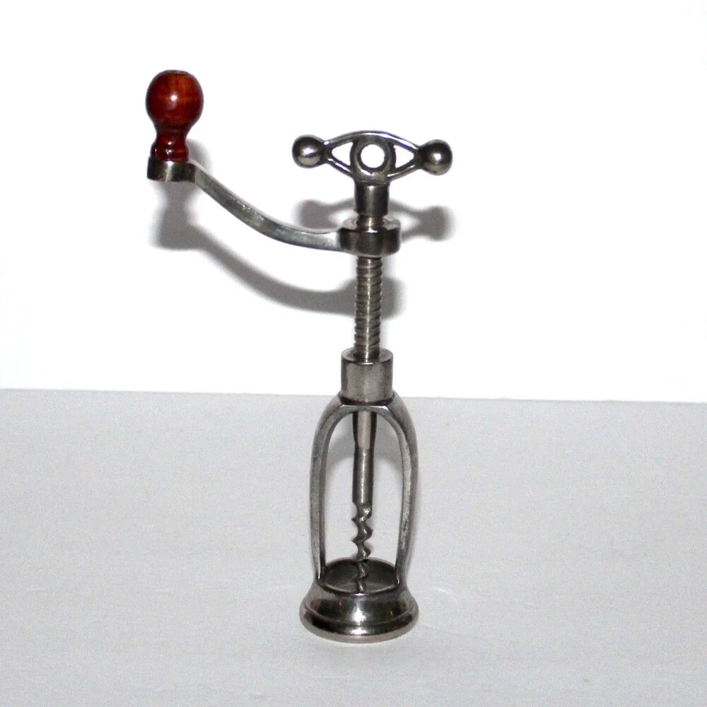 Vintage Corkscrew with handle French Style metal wood